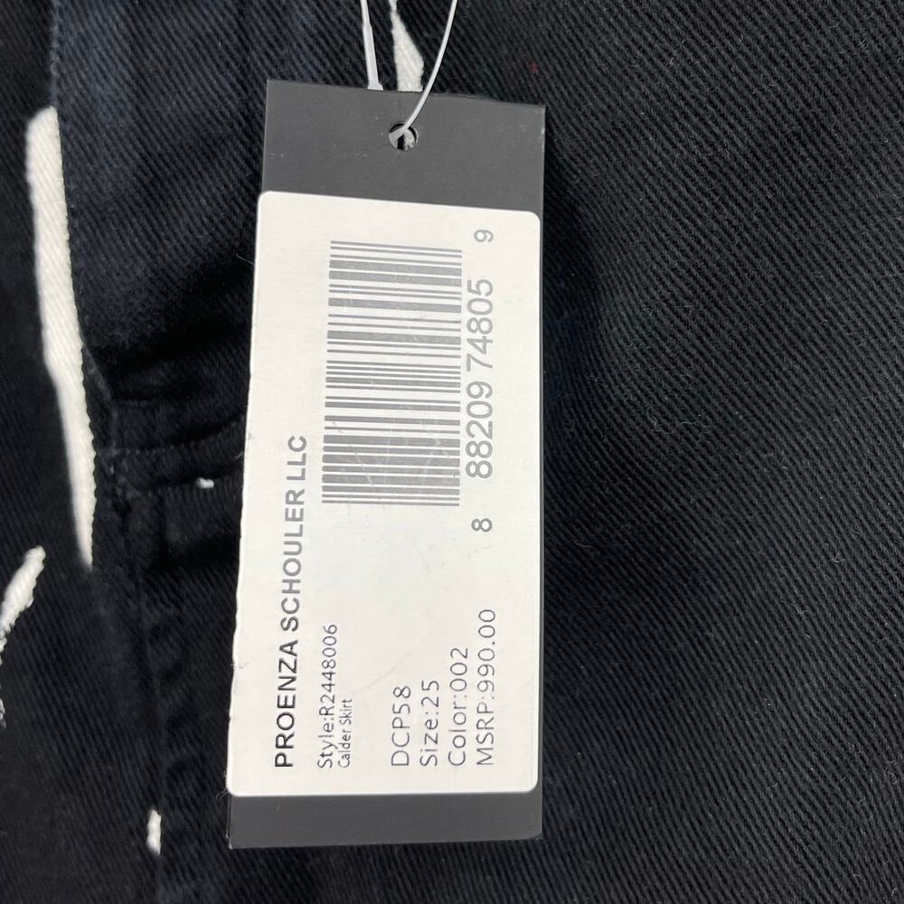 Proenza Schouler | Calder Skirt in Black Multi Contrast Printed Denim Pencil 25 - Picture 7 of 14